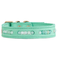 Dog Collar Green Frosted Matte Agate Nubuck leather-Peppy Pet Natural