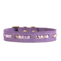 Dog Collar Lavender Amethyst Faceted Nubuck leather-Peppy Pet Natural