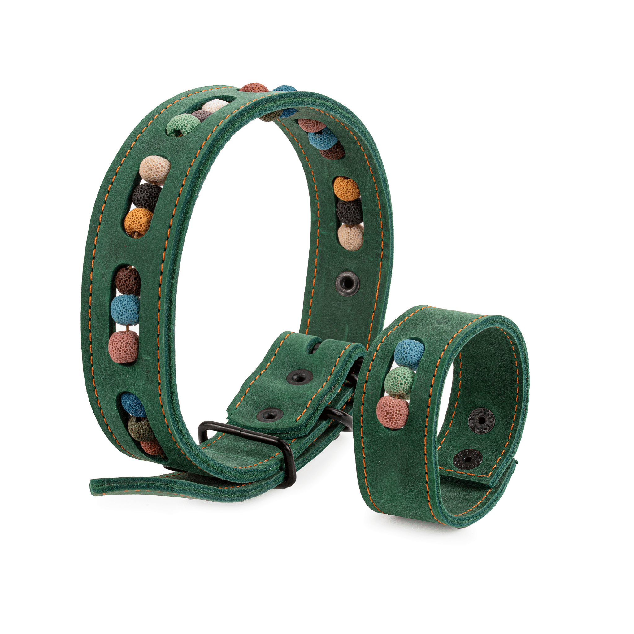 100% Handmade Dog Collar & Master's Bracelet Set - Splashy Lava - Peppy Pet Naturals